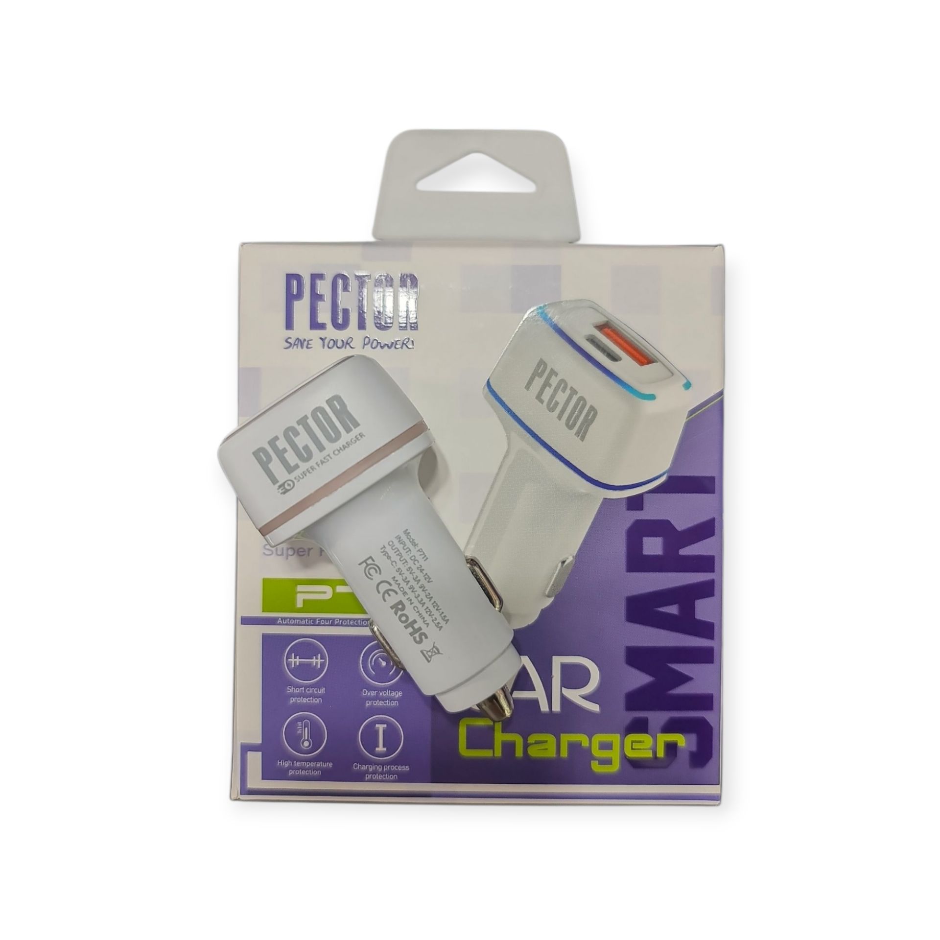 فندکی اورجینال پکتور PECTOR دو پورت / 55W / مدل P711 / سوپرفست شارژ